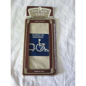 Vintage Check Book Cover & Notepad Reserved for Railroaders Leatherette Train